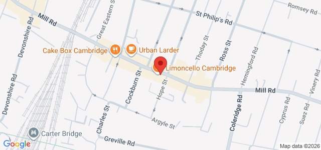 Map showing Zidan's Piri Piri in Cambridge