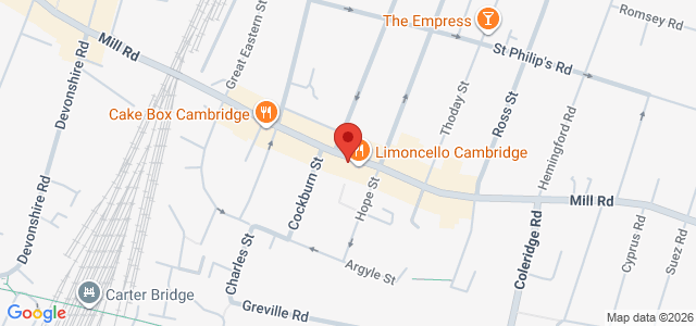 Map showing Zidan's Piri Piri in Cambridge